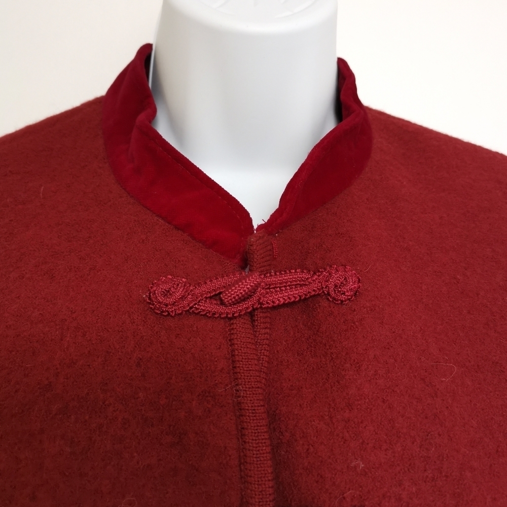 burgundy Chinese style wool jacket - Picture 5 of 8